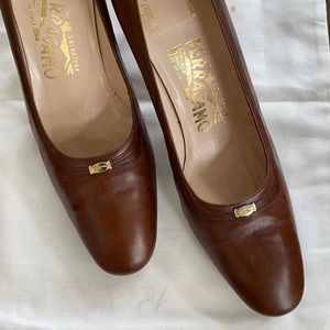 Salvatore Ferragamo Brown Leather Heels